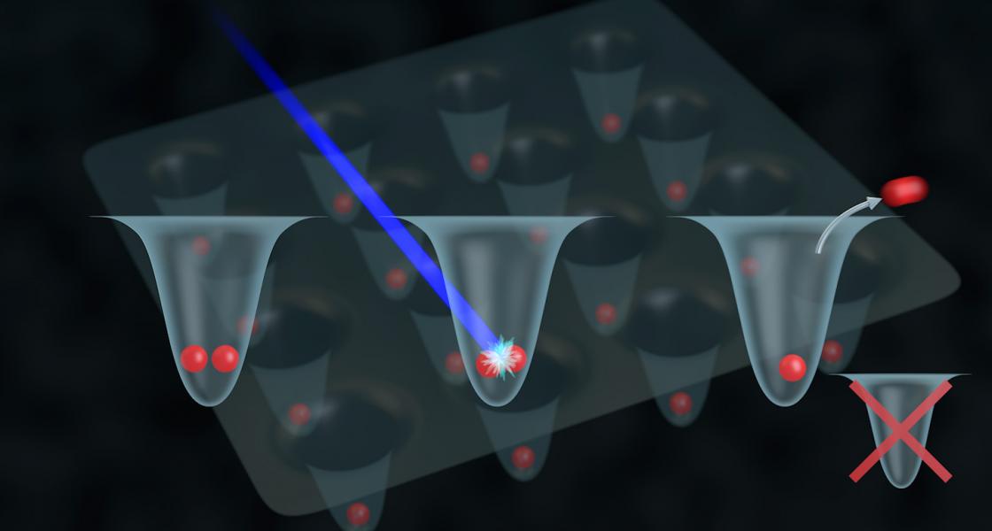 Controlled light-assisted collisions enhance probability of expelling single atom.