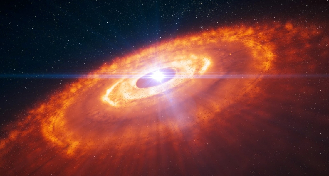 Artist’s impression of a young star surrounded by an accretion disk.