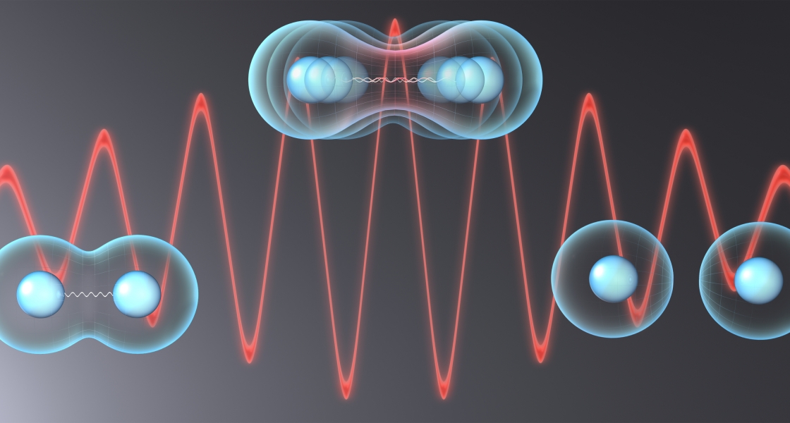 Illustration of vibrational states of a hydrogen molecular ion.