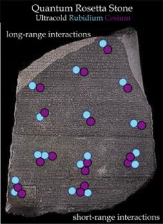 Quantum Rosetta stone illustrating long-range and short-range interactions.