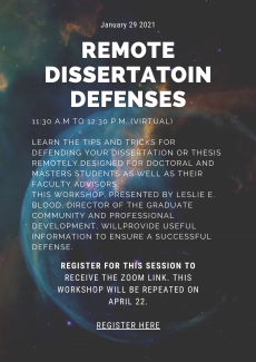 Poster of the remote dissertation defenses for january 29th