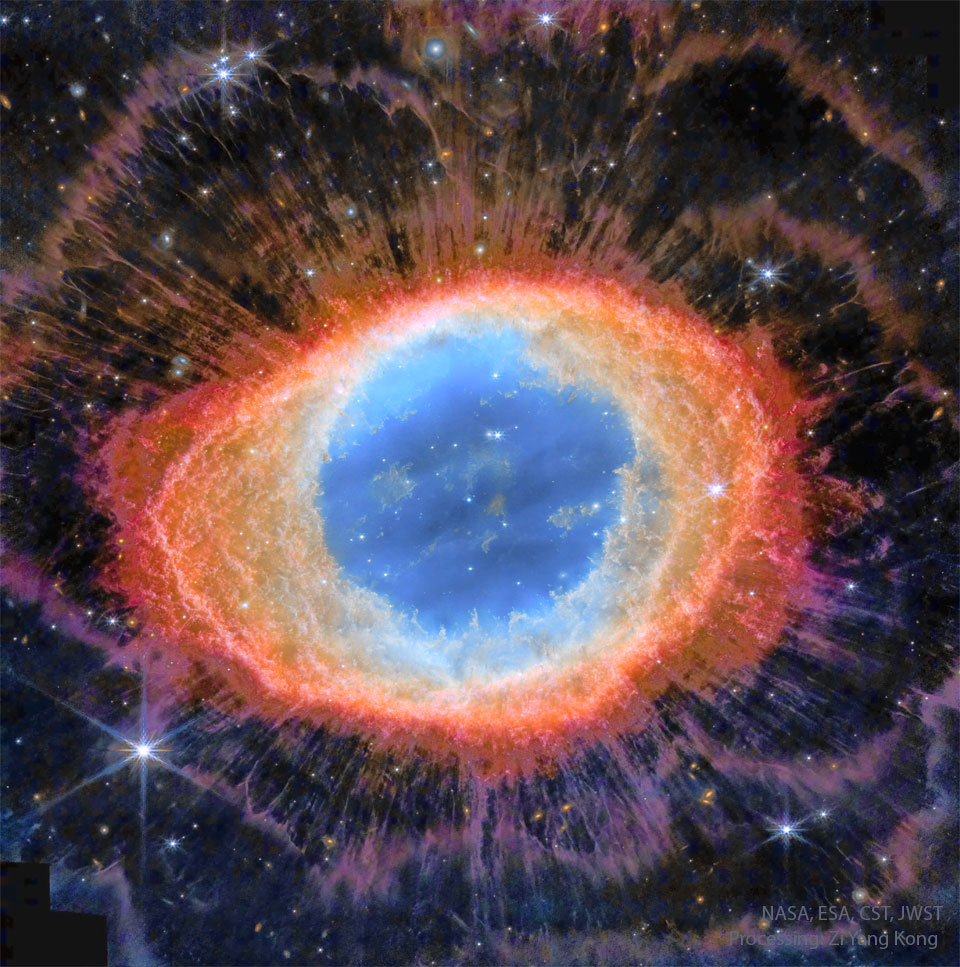 Ring Nebula from HST/JWST