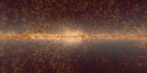 2MASS JHK image of the Milky Way, superimposed against CMB fluctuations from WMAP