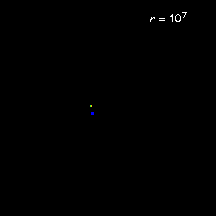 Free fall radial dive into the black hole (GIF movie).