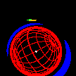 Dive movie image at the horizon, 1 Schwarzschild radius.