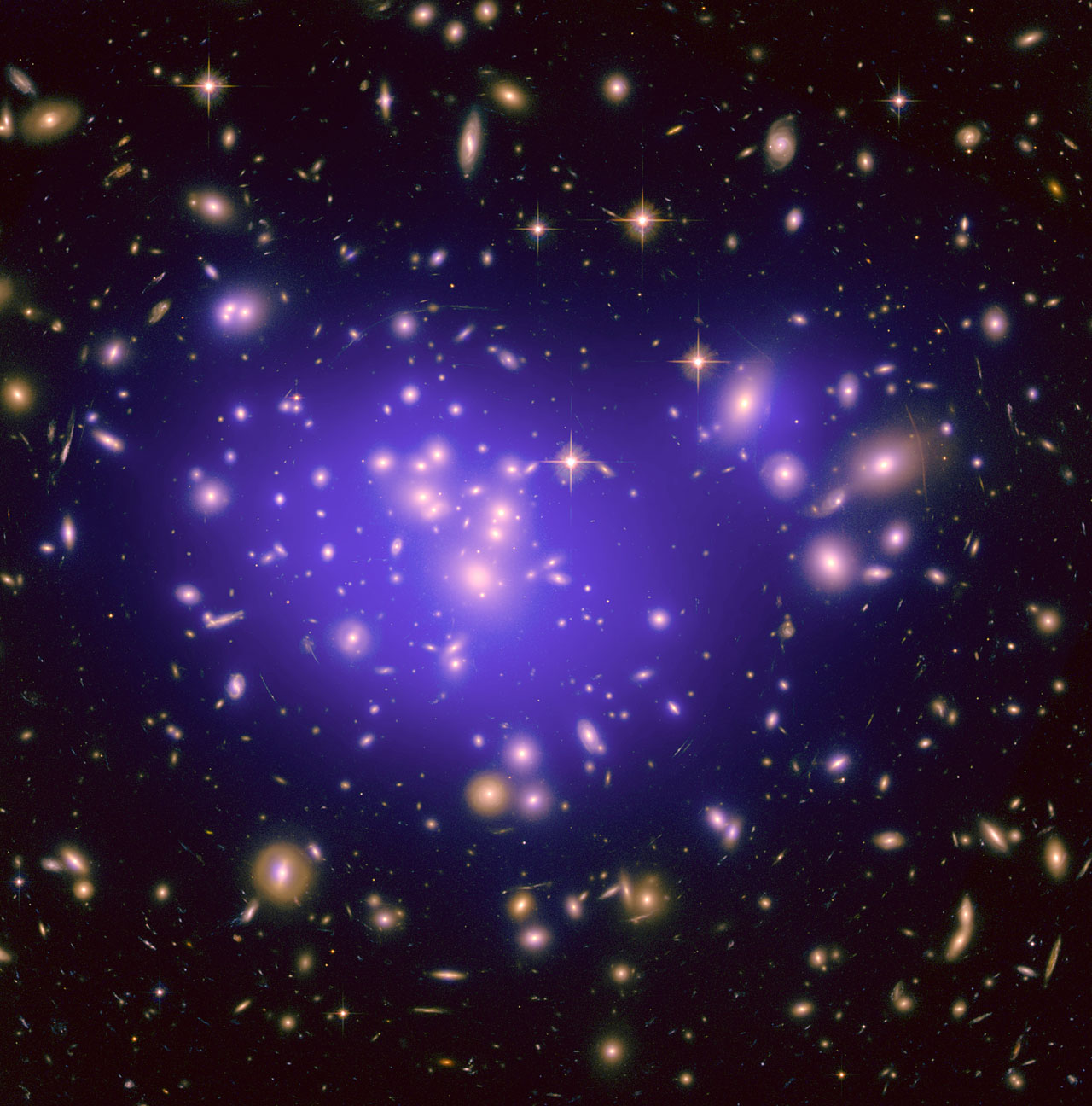Mass/optical image of Abell 1689