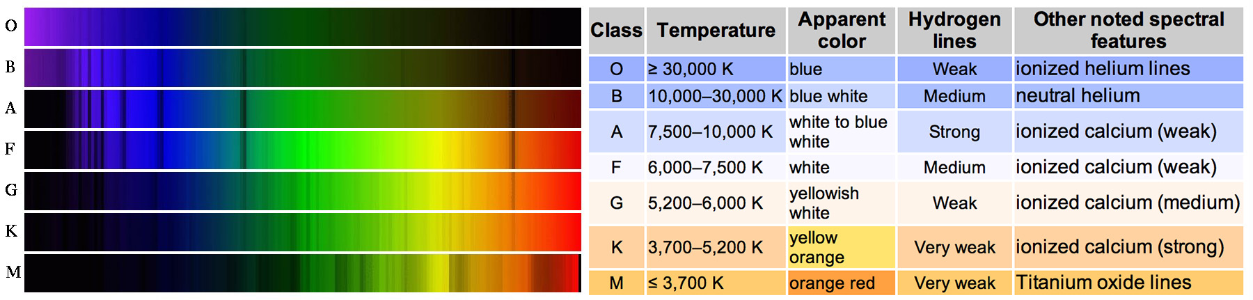 Spectral types