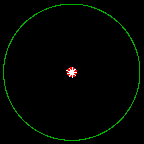 Sphere of light expands outwards from Vermilion at centre,
 reflects off spherical mirror, and returns to Vermilion.