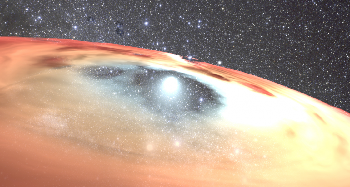 Artist's conception of neutron star rapidly swallowing material from the accretion disk surrounding it.