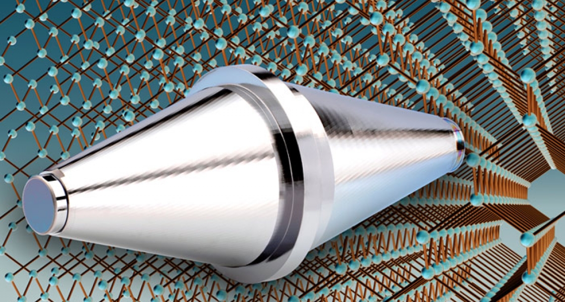 Artist’s conception of an optical cavity made from a single crystal of silicon.