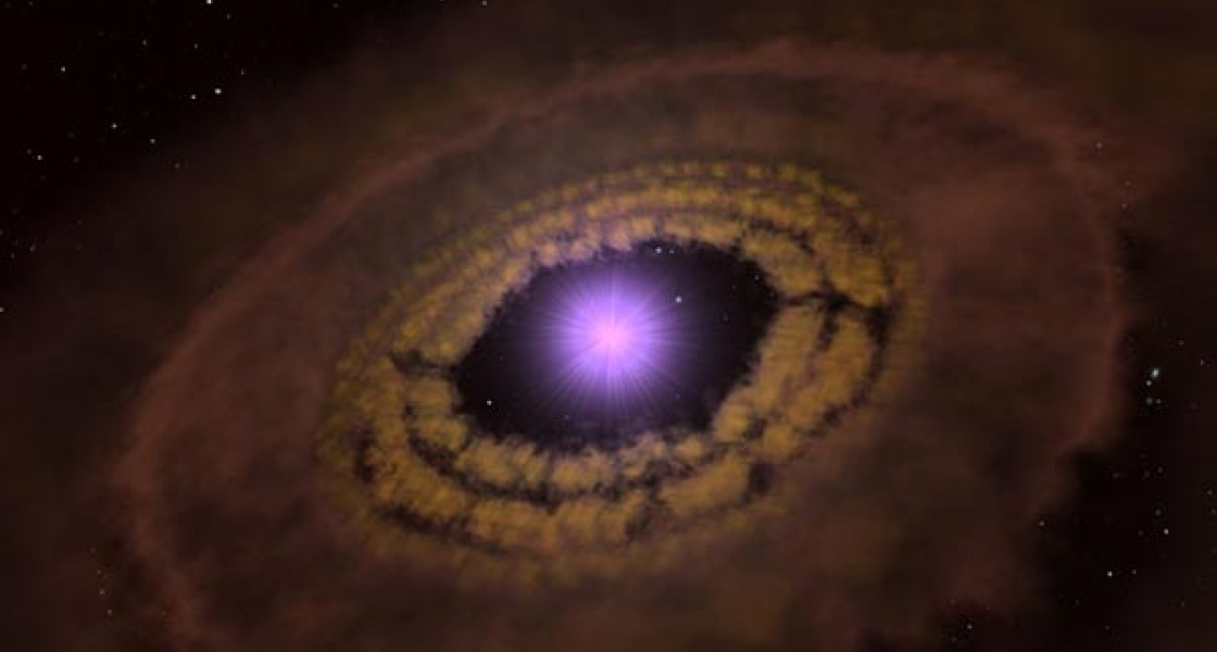 Artist's impression of the gas and dust disk around the young star.