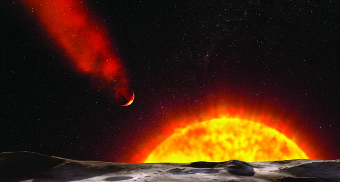 Artist’s concept of an extrasolar planet orbiting close to its host star.