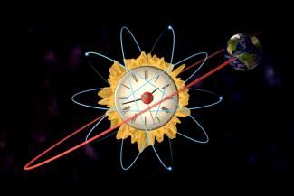 Artist's concept of moving to purely atomic-clock-based timekeeping.