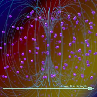 Artist's illustration of crossover interactions of various atoms in ultracold environments.