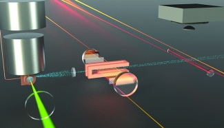 Artist conception of the apparatus for two-dimensional magneto-optical trapping.