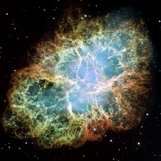Photograph of the Crab Nebula.
