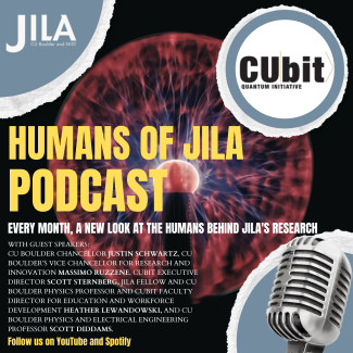 Cover art for the "Humans of JILA" podcast episode focusing on the CUbit Quantum Initiative