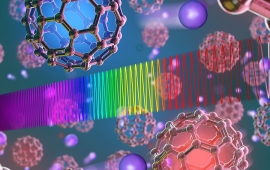 Artist's Illustration of Buckyballs and Frequency Comb