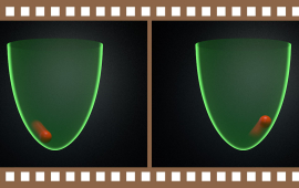 An artistic film strip depicting the process of creating time-of-flight imaging 