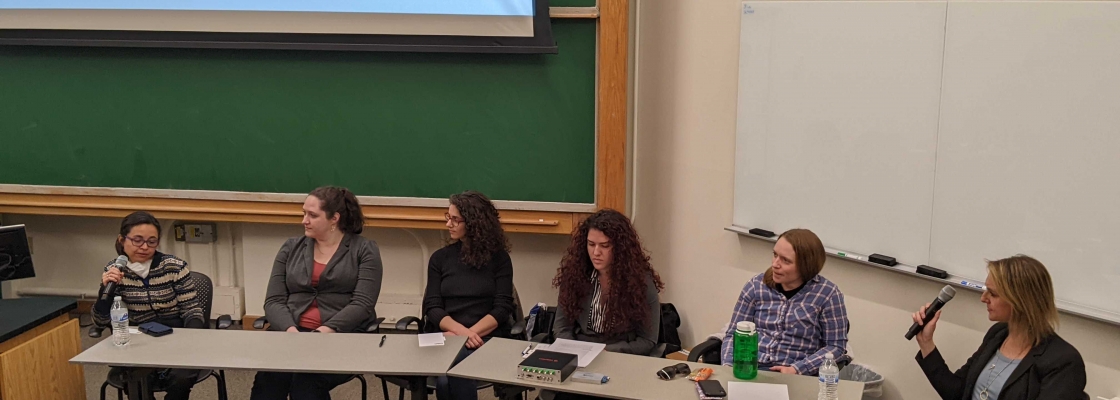 Panelists from left to right: Ana Maria Rey (JILA and NIST), Judith Olson (ColdQuanta), Johanna Zultak (Maybell Quantum), Star Fassler (Vescent), Sara Campbell (Quantinuum), and moderator Brittany Mazin (ColdQuanta)