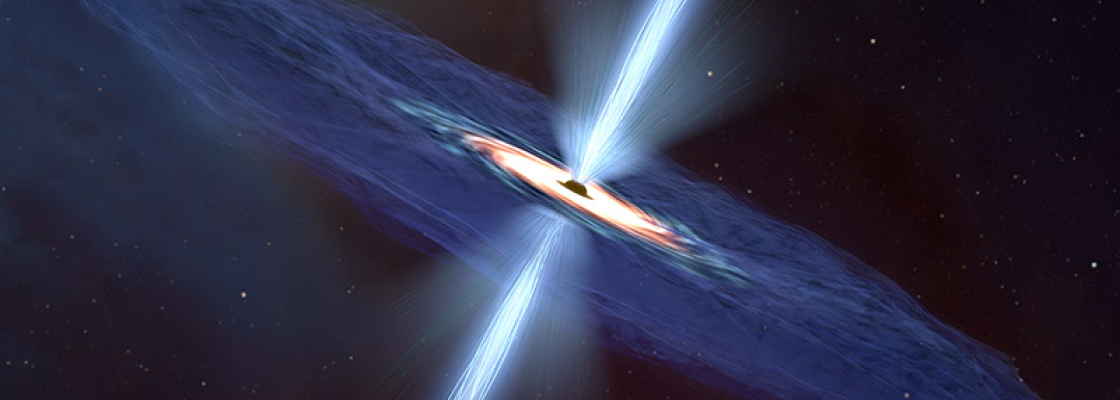 Artist render of a black hole surrounded by a highly magnetized thin disk.