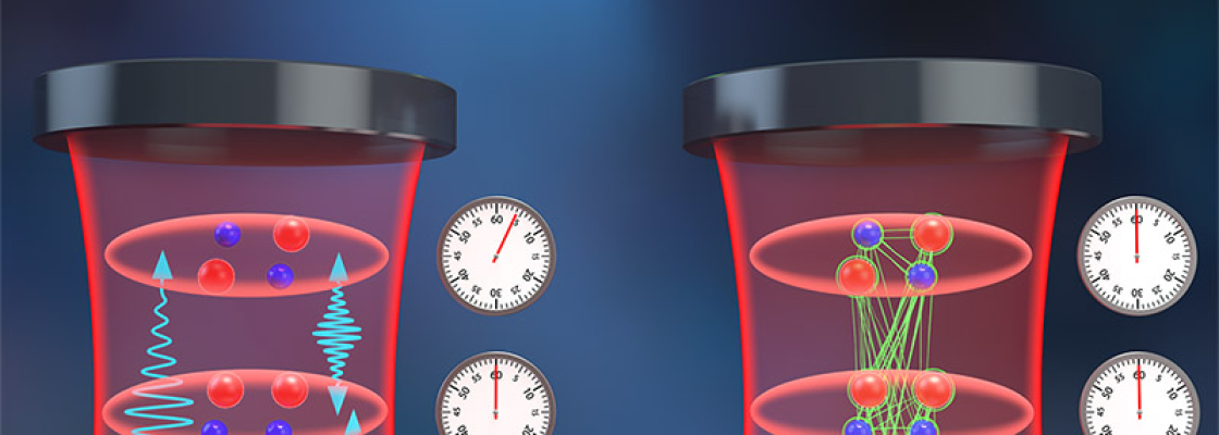 An optical lattice clock)embedded in the curved spacetime formed by the earth’s gravity. Dynamical interplay between photon-mediated interactions and gravitational redshift can lead to entanglement generation and frequency synchronization dynamics.