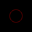 Location of the black hole in the animation of Hawking radiation.