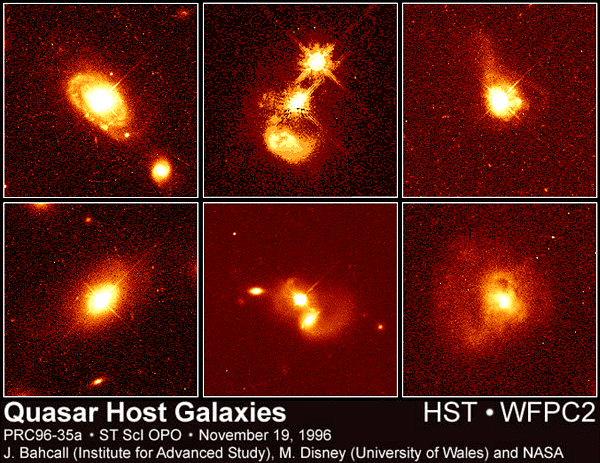 A montage of six quasars