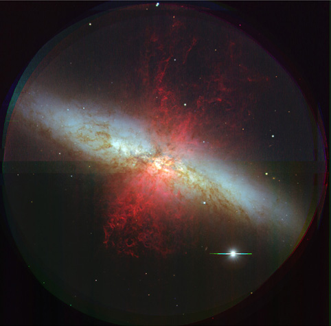 Optical image of M82, an Irregular starburst galaxy