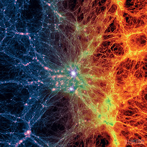 Frame from illustris simulation of dark matter and gas