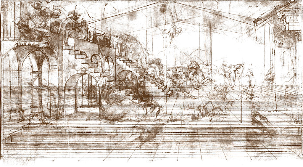 Perspective study for Leonardo da Vinci's Adoration of the Magi (1481)