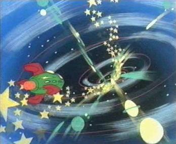 Ren & Stimpy Black Hole: their spaceship falls in to the black hole